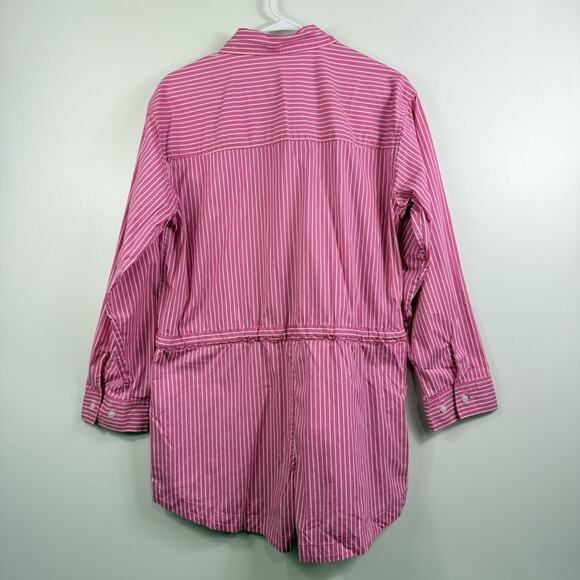 Pistola Amelie Pink White Pinstriped Romper Small Long Sleeved Collared Preppy - Picture 13 of 14
